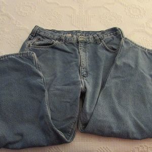 Mens Carhartt Fleece Lined Blue Jeans Size 38 / 30